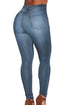 Sexy Blue Medium Wash Denim High-Waist Skinny Jeans